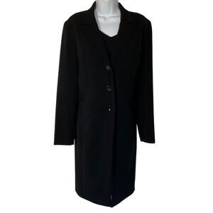 Dressbarn 2pc Black Pink Lined Sleeveless Dress Longsleeve Long Coat Suit 12